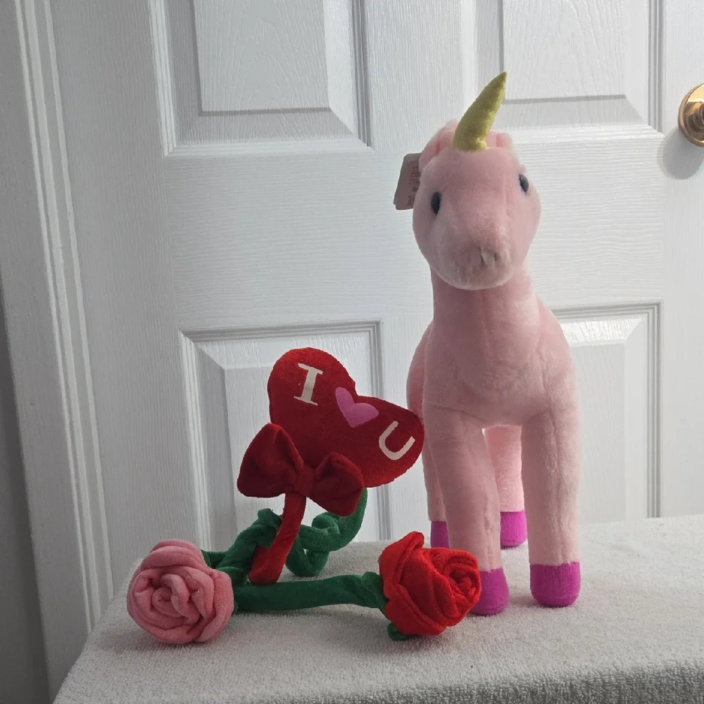 Wild Republic Unicorn NWT & 3 Bendable Flowers - Picture 1 of 7